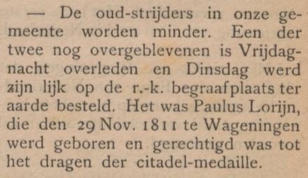 Paulus Lorijn, oud-strijder - Aaltensche Courant, 01-04-1899