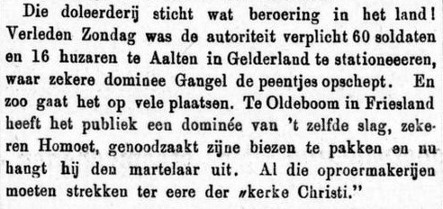 Doleantie, soldaten en huzaren in Aalten - Bataviaasch Handelsblad, 19-04-1887