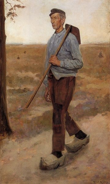 Boer met plaggenhak, door Ferdinand Hart Nibbrig (1866-1915)