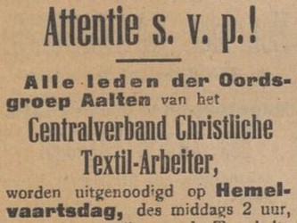 Zentralverband Textilarbeiter Aalten - Aaltensche Courant, 20-05-1914