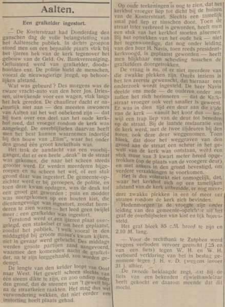 Grafkelder ingestort - Nieuwe Aaltensche Courant, 09-07-1920