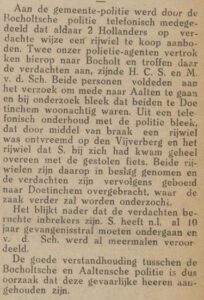 Samenwerking politie Aalten-Bocholt - Nieuwe Winterswijksche Courant, 19-03-1926