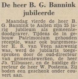B.G. Bannink, gemeente-doodgraver - Dagblad Tubantia, 04-02-1959