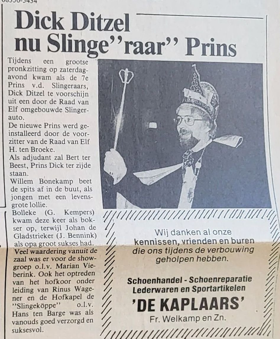 Prins Slingeraars Dick Ditzel, 1980