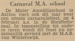 Carnaval Mater Amabilisschool, Aalten - Dagblad Tubantia, 30-01-1961