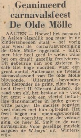 Carnavalsvereniging De Olde Mölle, Aalten - Dagblad Tubantia, 18-02-1966