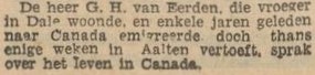 G.H. van Eerden, Dale, Canada - Zutphens Dagblad, 30-01-1954