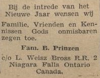 Prinzen, Canada - De Graafschapper, 03-01-1948