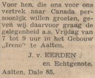 Van Eerden, Dale, Canada - De Graafschapper, 11-08-1948