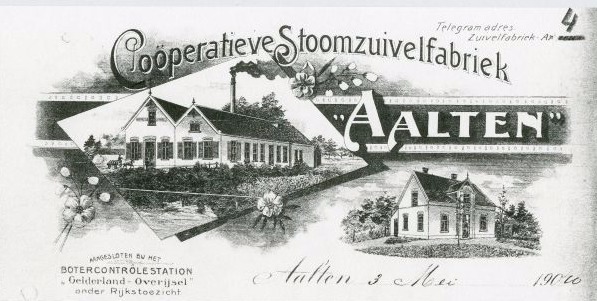 Briefhoofd Coöperatieve Stoomzuivelfabriek Aalten, 1910