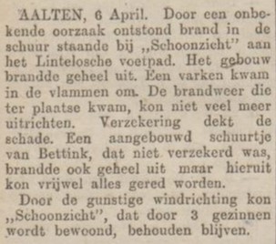 Schoonzicht, brand - Zutphensche Courant, 07-04-1925