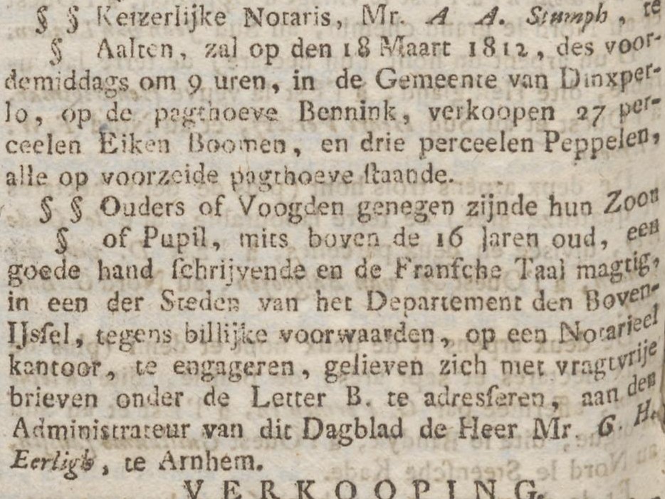 Notaris A.A. Stumph - Staatkundig Dagblad van het Departement van den Boven-Ĳssel, 10-03-1812