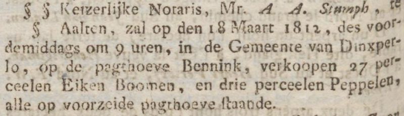 Notaris A.A. Stumph - Staatkundig Dagblad van het Departement van den Boven-Ĳssel, 10-03-1812