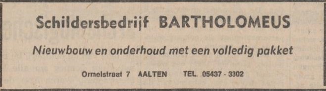 Ormelstraat 7, Aalten (Schildersbedrijf Bartholomeus) - Nieuwe Winterswijksche Courant, 17-01-1979