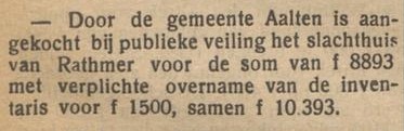 Aankoop slachthuis - Nieuwe Aaltensche Courant, 11-04-1922