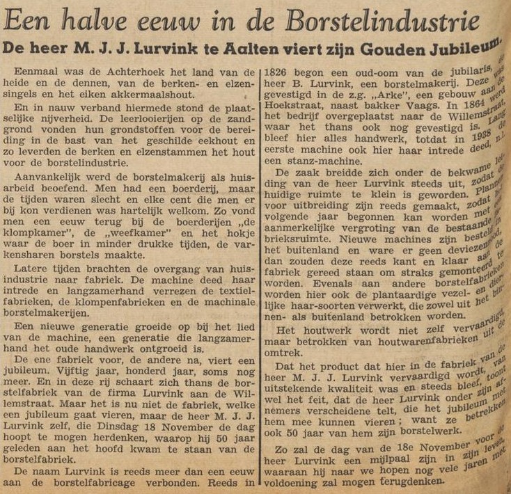 Borstelfabriek Lurvink - Aaltensche Courant, 14-11-1947