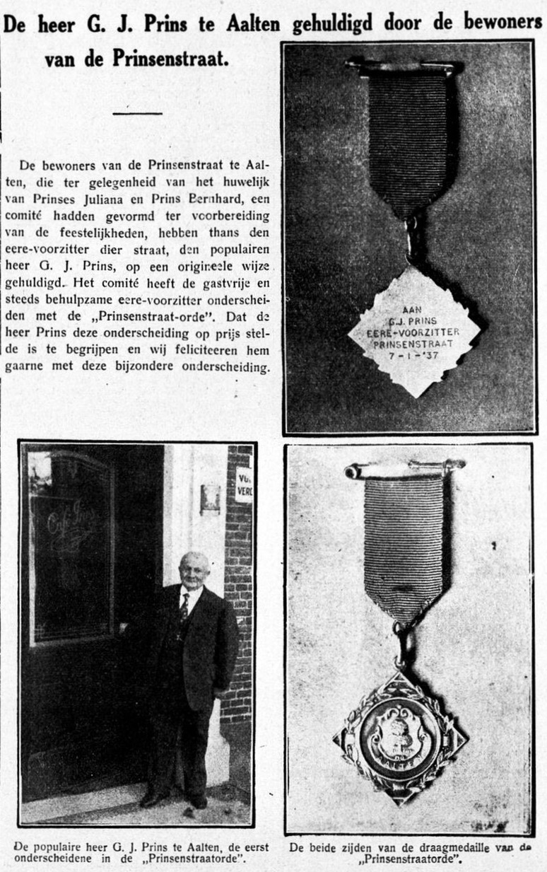 G.J. Prins gehuldigd - Graafschapbode, 04-01-1937