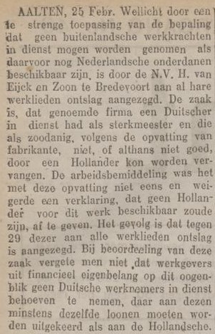 H. van Eijck & Zoon, Bredevoort - Zutphensche Courant, 26-02-1924