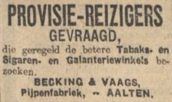 Hoekstraat 8, Aalten (pijpenfabriek Becking & Vaags) - Algemeen Handelsblad, 21-02-1925