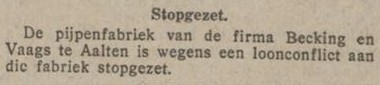 Hoekstraat 8, Aalten (pijpenfabriek) - De Tijd, 14-07-1925