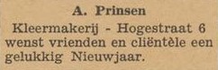 Hogestraat 6, Aalten (Prinsen Kleermakerij) - Aaltensche Courant, 30-12-1947