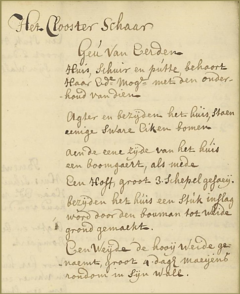 Rolle van verpachtinge 'Het Clooster Schaar', 1786