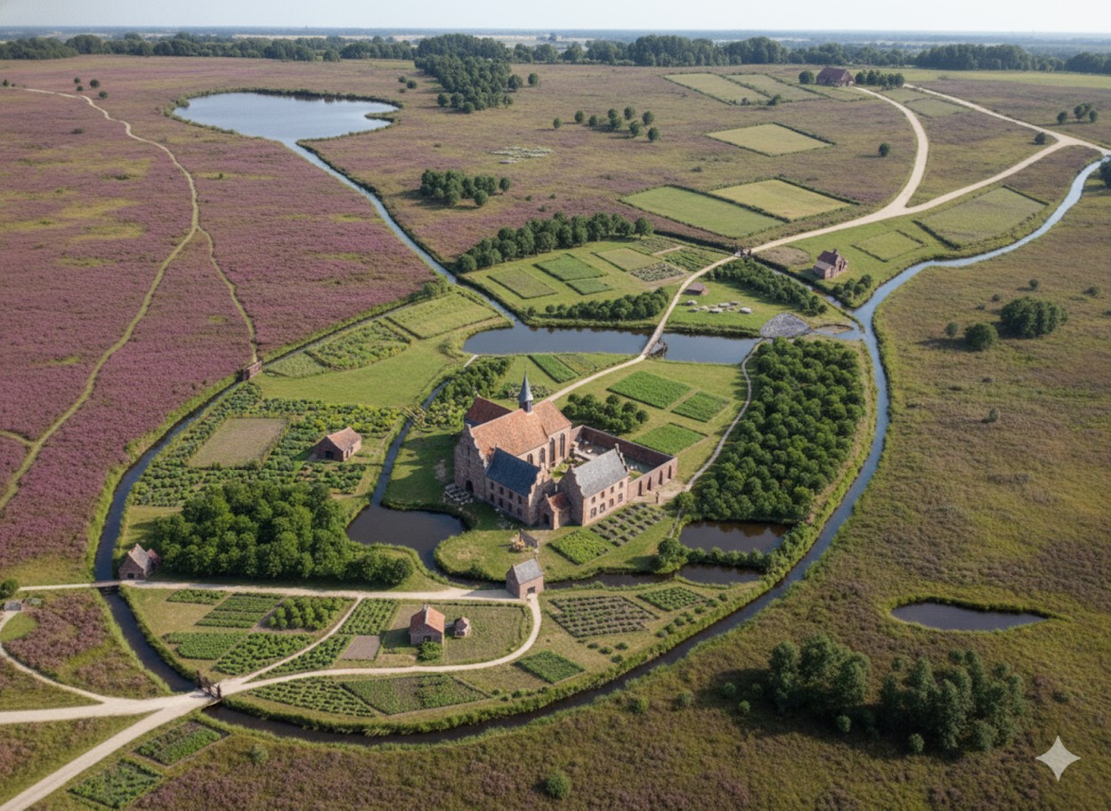 Klooster Schaer bij Bredevoort, AI-gegenereerde illustratie door Paul van Druten