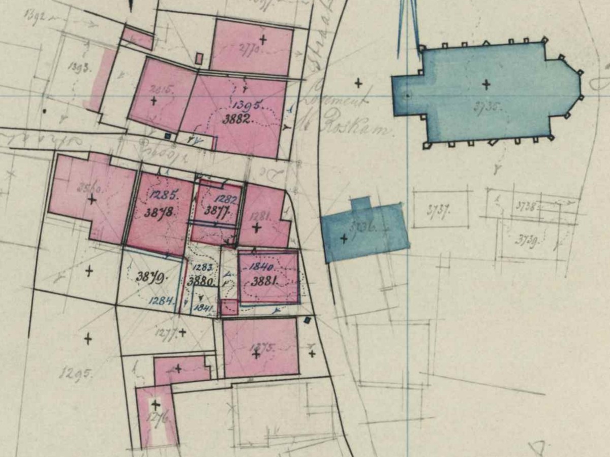 Landstraat, Aalten - Fragment kadastrale kaart, 1884