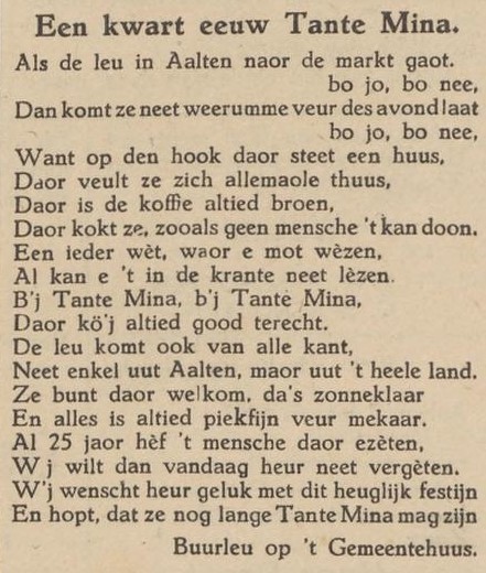 Markt 2, Aalten (Tante Mina) - Aaltensche Courant, 07-01-1947