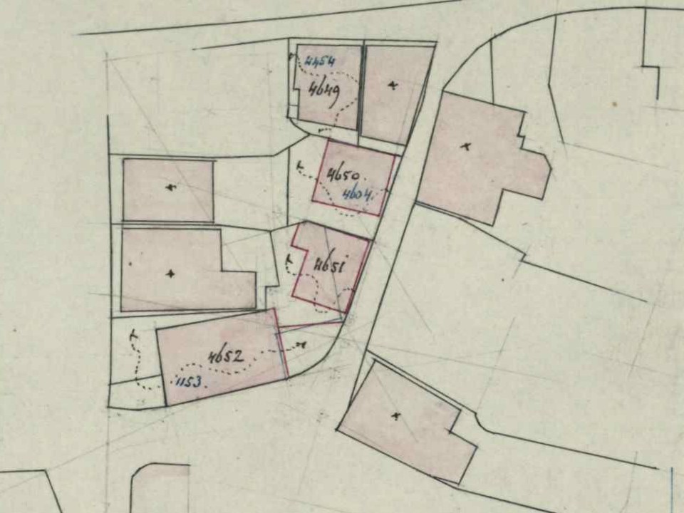 Markt-Peperstraat, Aalten - Fragment kadastrale kaart, 1895