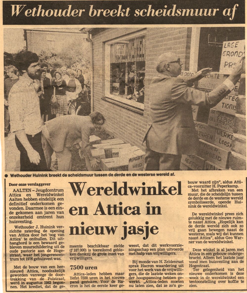 Opening Wereldwinkel & Attica, 08-10-1984
