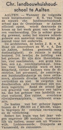 Oranjelaan 7, Aalten (Huishoudschool) - Zutphens Dagblad, 18-05-1957