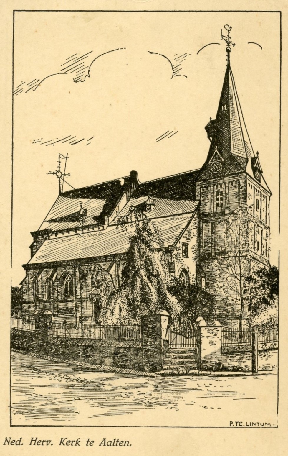Oude Helenakerk, Aalten, tekening Piet te Lintum
