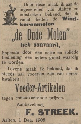 Oude Molen, F. Streek - Aaltensche Courant, 12-12-1908