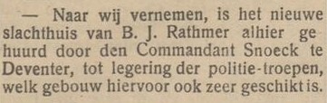 Slachthuis Rathmer, politiebarak - Nieuwe Aaltensche Courant, 02-04-1920