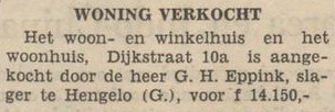 Slagerij Eppink - Dagblad Tubantia, 19-02-1954