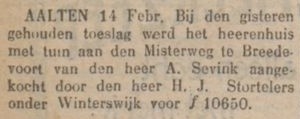 Vinkenburg, Bredevoort - Zutphensche Courant, 16-02-1922