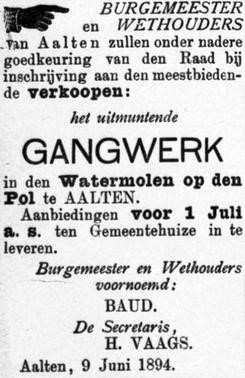 Watermolen op den Pol, Aalten - Graafschapbode, 20-06-1894