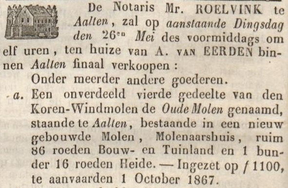Oude Molen Aalten, Zutphensche Courant, 23-05-1863