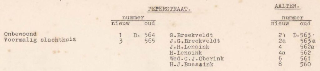 Peperstraat, Aalten - Adresboek 1934
