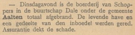 G.J. Schoppers, Dale (afgebrand) - Arnhemsche Courant, 03-09-1909