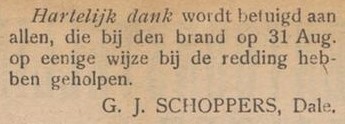 G.J. Schoppers, Dale (dank) - Aaltensche Courant, 04-09-1909