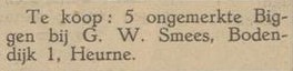 G.W. Smees, Bodendijk 1, Heurne - Aaltensche Courant, 29-10-1940
