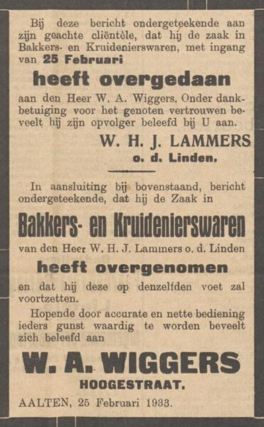 Hogestraat 46, Aalten (Lammers-Wiggers) - Aaltensche Courant, 24-02-1933