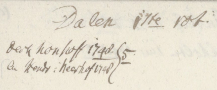 Inkwartiering van militairen op boerderijen Dale, 1e Rot, 1748-1749