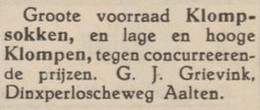 Klompenfabriek Grievink, Aalten - Aaltensche Courant, 03-12-1937