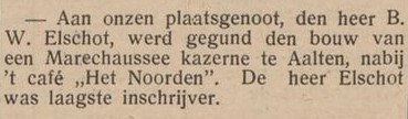 Marechausseekazerne, Aalten - De Graafschapper, 22-01-1937