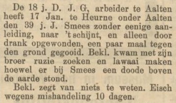 Mishandeling op Kortbeek? - Zutphensche Courant, 11-03-1904