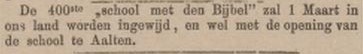 Opening 'School met den Bijbel', Aalten - Opregte Haarlemsche Courant, 10-01-1884