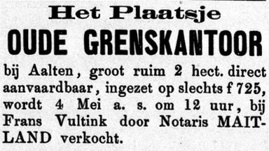 Oude Grenskantoor, Aalten - Graafschapbode, 23-04-1887